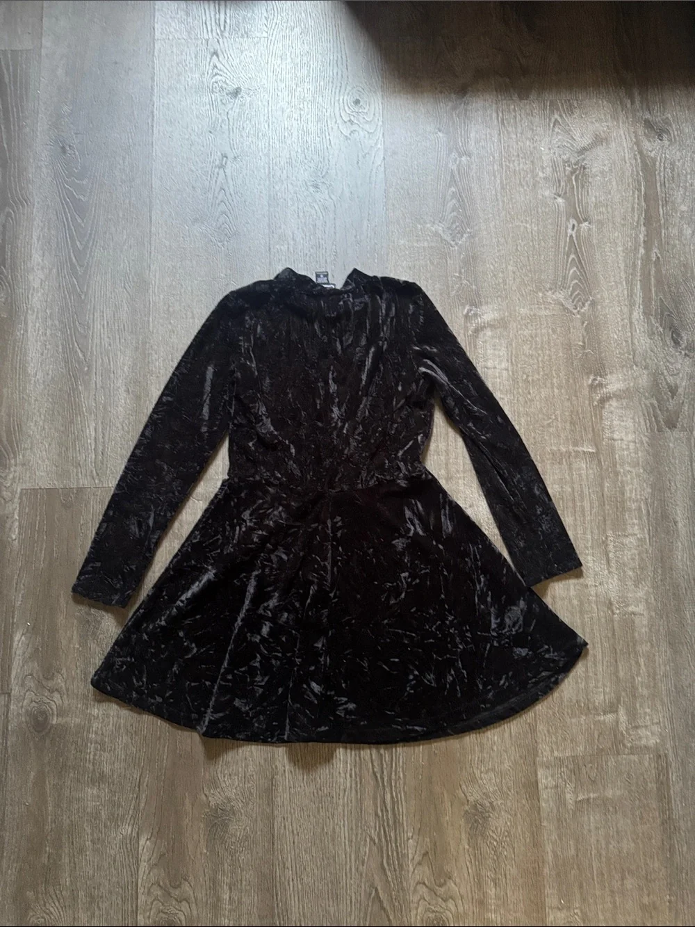Angie Black Velvet Long-Sleeve Twirl Dress - Picture 3 of 3